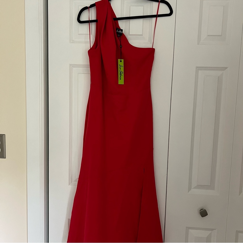 Sam Edelman Cady One-Shoulder Midi Dress Slit Lined Sz 8 Coral NWT Semi Formal
